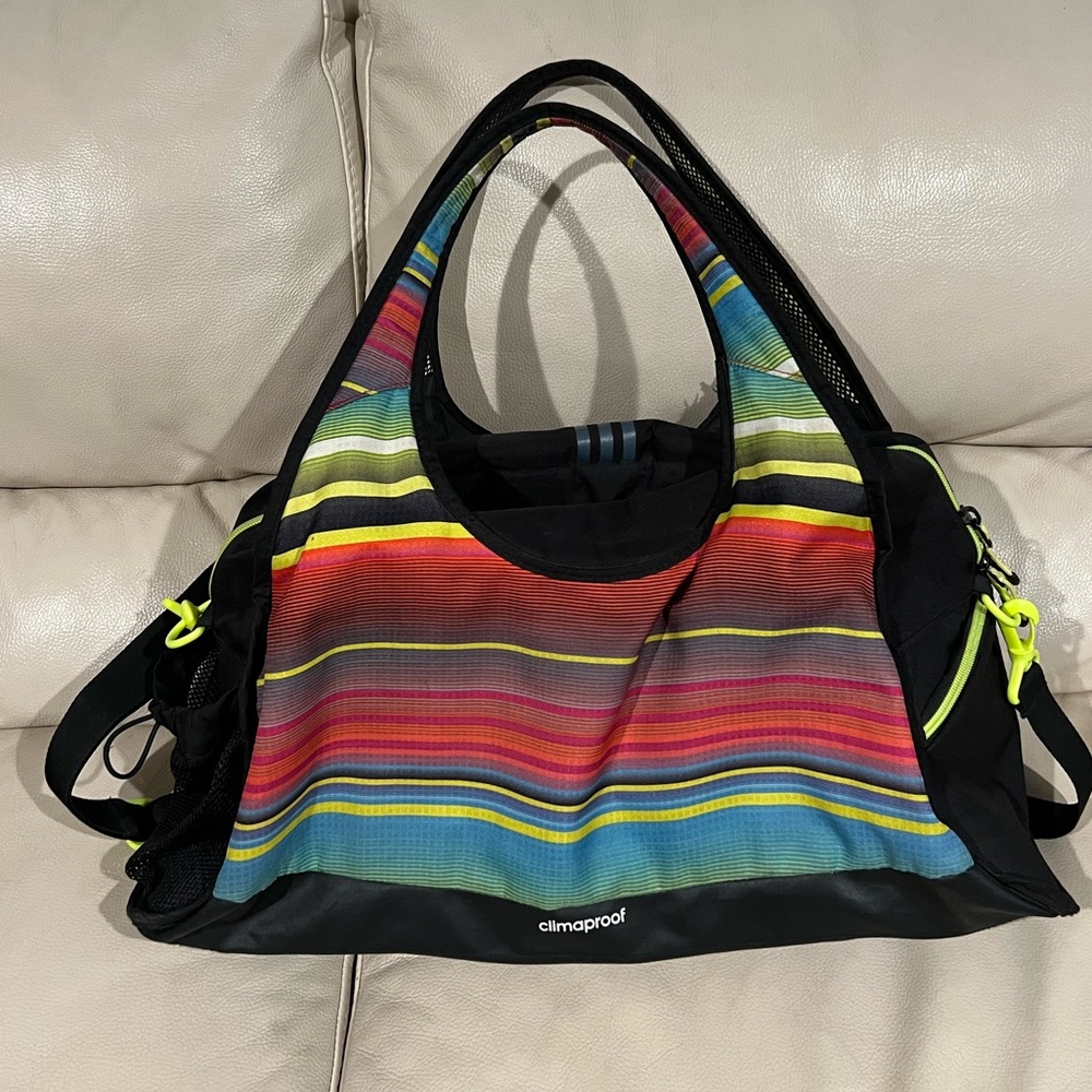 adidas Multicolor Striped ClimaProof Tote Bag with Black Accents